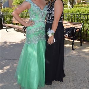 Green Bedazzled Prom Dress
